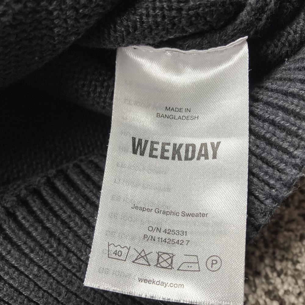 WEEKDAY Sweater Adult Medium Knit Embroidered Graphic Moto Retro Y2K - Picture 7 of 10